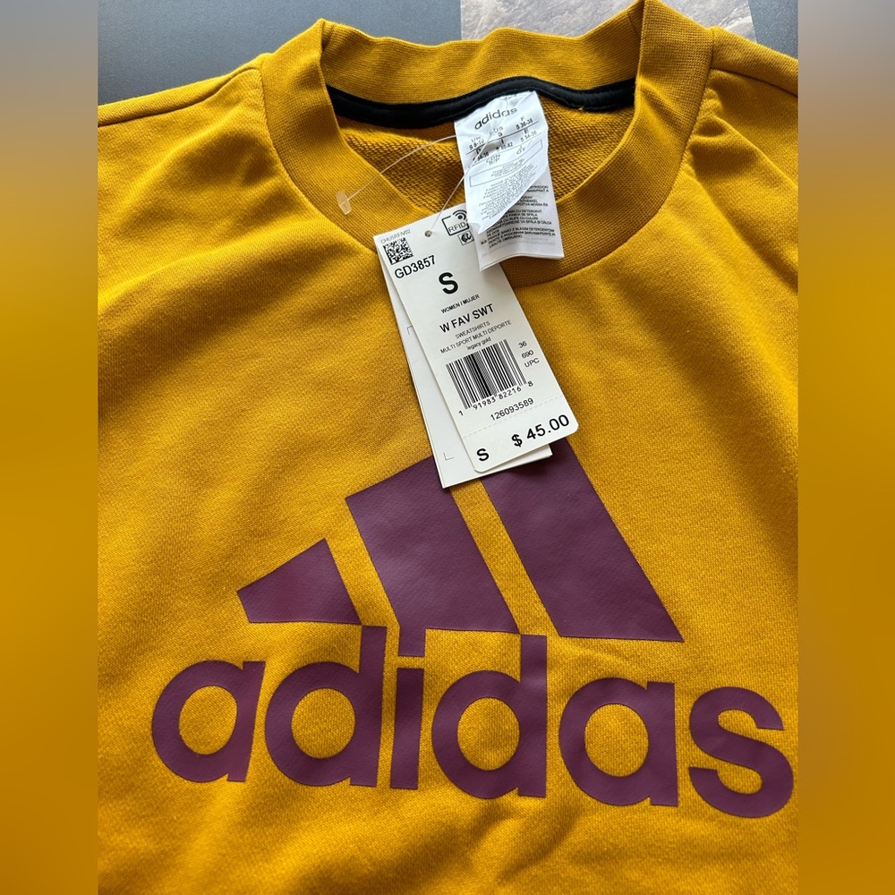 ADIDAS Sweatshirt. Size Small. NEW. Mustard Color - Picture 4 of 9